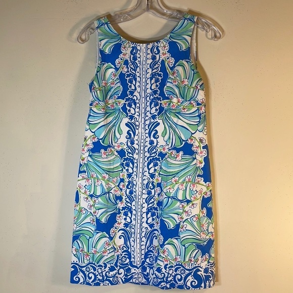 Lilly Pulitzer 0 Cathy Bay Blue Coasting Engineered Shift Dress. - Picture 2 of 16